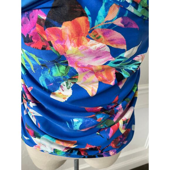 La Blanca Blue Tropical Floral Tankini Swimsuit Top - Picture 6 of 11
